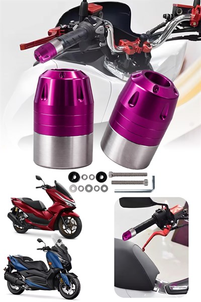 Universal Motosiklet Gidon Denge Topuzu Vidalı Cnc Mor
