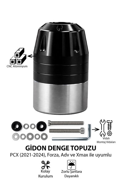 Universal Motosiklet Gidon Denge Topuzu Vidalı Cnc Siyah