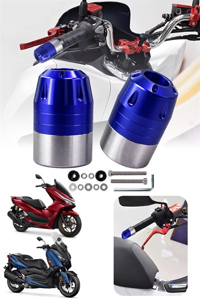 Universal Motosiklet Gidon Denge Topuzu Vidalı Cnc Mavi