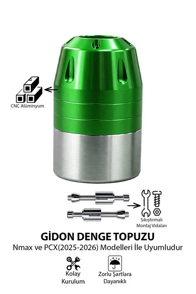 Universal Motosiklet Gidon Denge Topuzu Sıkıştırma Cnc Yeşil