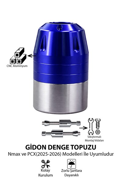 Universal Motosiklet Gidon Denge Topuzu Sıkıştırma Cnc Mavi