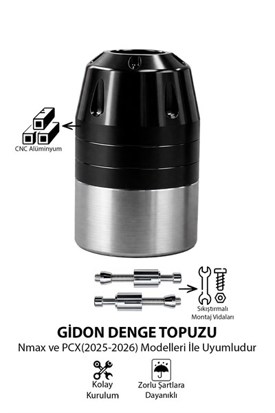 Universal Motosiklet Gidon Denge Topuzu Sıkıştırma Cnc Siyah