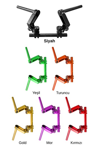 Universal Motosiklet Gidon Seti 22 mm Boru Çaplı Ayarlanabilir Cnc Siyah