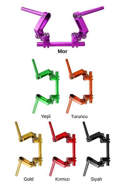 Universal Motosiklet Gidon Seti 22 mm Boru Çaplı Ayarlanabilir Cnc Mor
