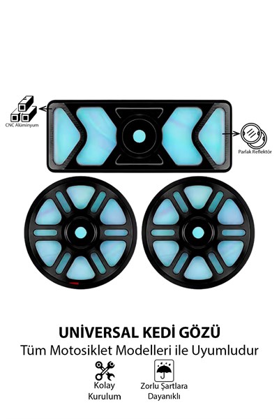 Universal Motosiklet Kedi Gözü Reflektör Seti Cnc Siyah