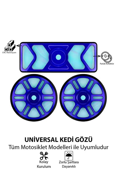 Universal Motosiklet Kedi Gözü Reflektör Seti Cnc Mavi