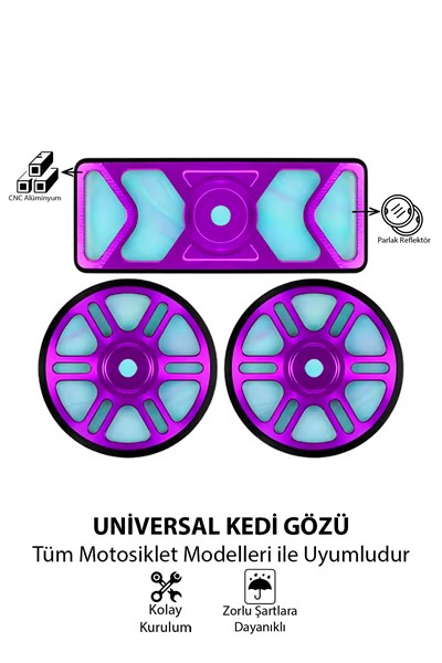 Universal Motosiklet Kedi Gözü Reflektör Seti Cnc Mor