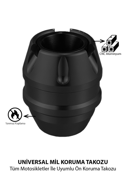 Universal Motosiklet Mil Koruma Takozu Cnc Siyah