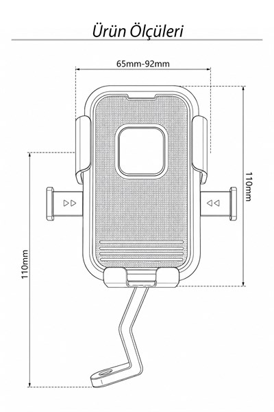 Universal Motosiklet Uyumlu Ayna Telefon Tutacağı Metal + ABS Plastik Siyah Renk