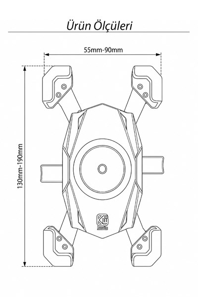 Universal Motosiklet Uyumlu Gidon Telefon Tutacağı ABS Plastik + Metal Siyah Renk