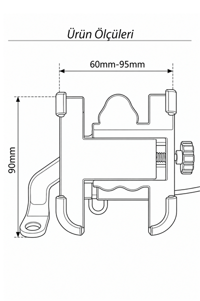 Universal Motosiklet Uyumlu USB Ayna Telefon Tutacağı Tüm Yıllar ABS Plastik + Metal Siyah Renk