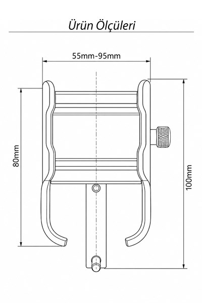 Universal Motosiklet Uyumlu USB Gidon Telefon Tutacağı Metal Siyah Renk