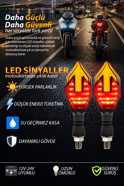 Universal Sinyal Ledi Çift Ok Kasa Vidalı | Tüm Motosikletler İle Uyumlu