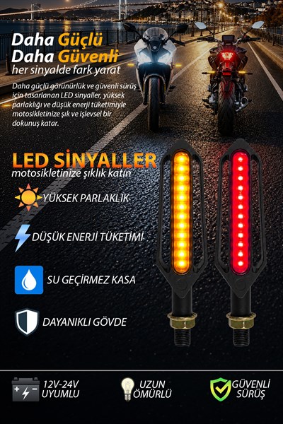 Universal Sinyal Ledi Çift Renk Kayar Led Vidalı | Tüm Motosikletler İle Uyumlu