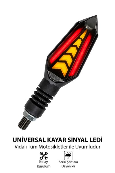 Universal Sinyal Ledi Çift Renk Kayar Led Vidalı | Tüm Motosikletler İle Uyumlu