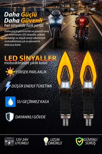 Universal Sinyal Ledi Çift Renk Led Vidalı | Tüm Motosikletler İle Uyumlu