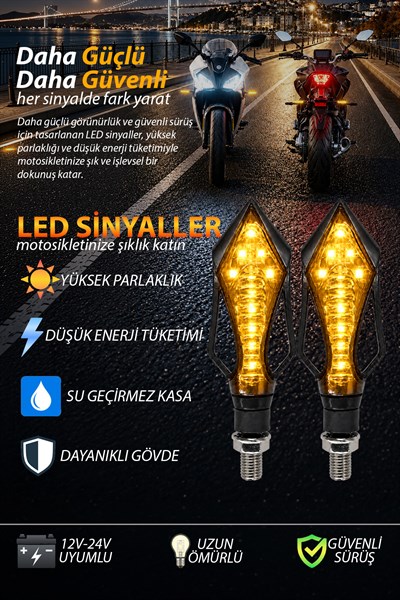 Universal Sinyal Ledi Kanat Kasa Vidalı | Tüm Motosikletler İle Uyumlu