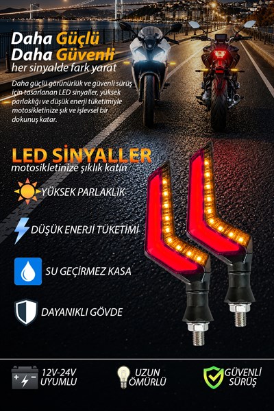 Universal Sinyal Ledi L Kasa Çift Renk Led Vidalı | Tüm Motosikletler İle Uyumlu