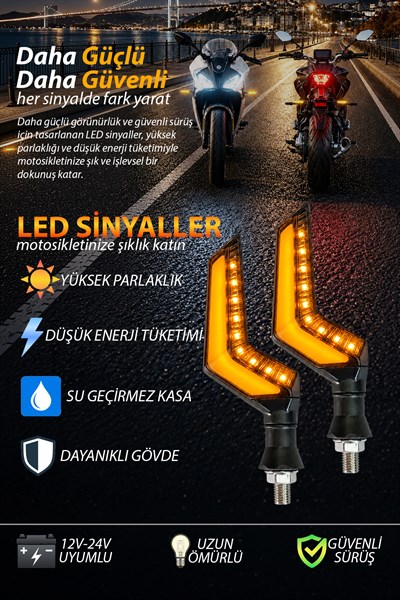 Universal Sinyal Ledi L Kasa Kayar Led Vidalı | Tüm Motosikletler İle Uyumlu