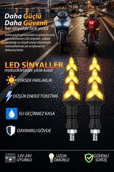 Universal Sinyal Ledi Ok Kayar Led Tek Renk Vidalı | Tüm Motosikletler İle Uyumlu