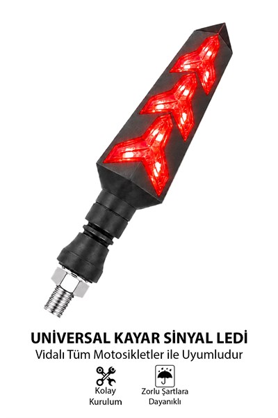 Universal Sinyal Ledi Ok Model Kasa Led Tek Renk Vidalı | Tüm Motosikletler İle Uyumlu