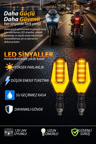 Universal Sinyal Ledi Petek Model Tek Renk Vidalı | Tüm Motosikletler İle Uyumlu