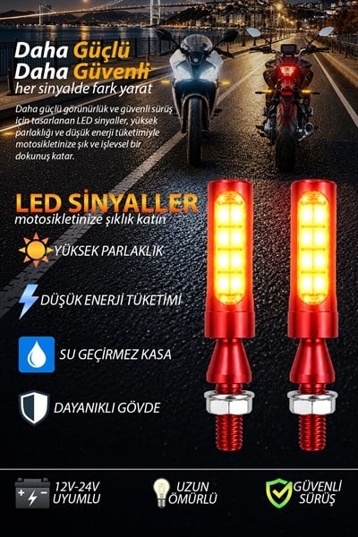 Universal Sinyal Ledi Süper Led Tek Renk Cnc Kasa | Tüm Motosikletler İle Uyumlu
