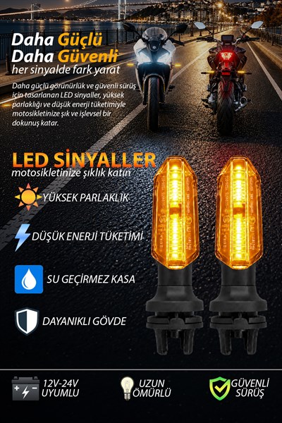 Universal Sinyal Ledi Tek Renk | Tüm Motosikletler İle Uyumlu