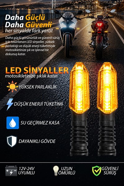 Universal Sinyal Ledi Tek Renk | Tüm Motosikletler İle Uyumlu