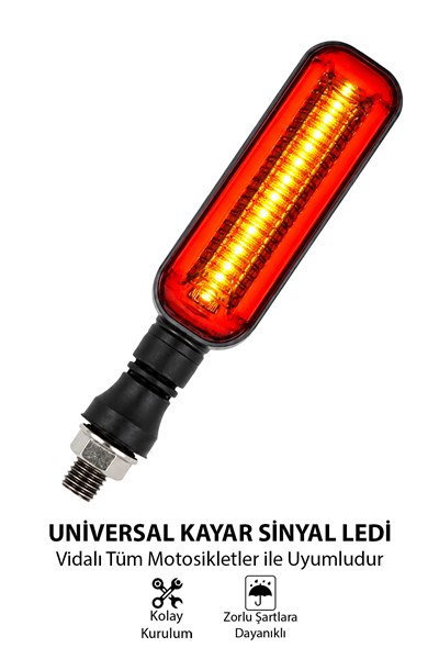 Universal Sinyal Ledi Uzun Kasa Çift Renk Vidalı | Tüm Motosikletler İle Uyumlu