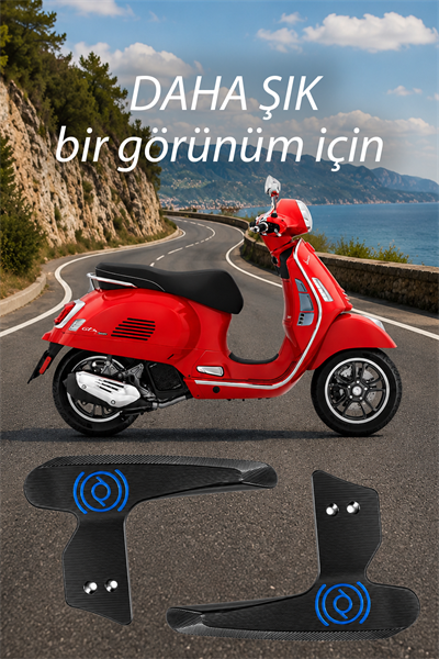 Vespa GTS / GTV / Sprint Modelleri İle Uyumlu Artçı Tutamaç Cnc Siyah