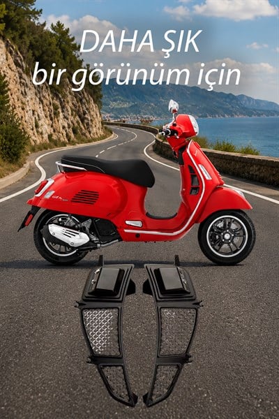 Vespa Gts Gtv Uyumlu 2 Parça Radyatör Koruma Izgarası 2023-2026 Cnc Siyah