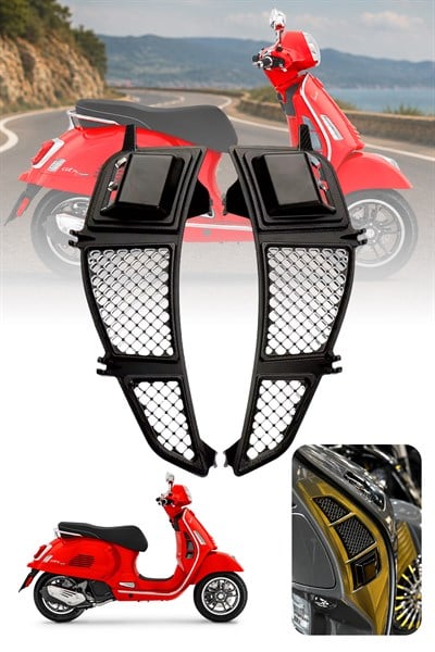 Vespa Gts Gtv Uyumlu 2 Parça Radyatör Koruma Izgarası 2023-2026 Cnc Siyah