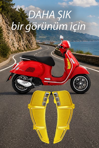 Vespa Gts Gtv Uyumlu 2 Parça Radyatör Koruma Izgarası 2023-2026 Cnc Gold