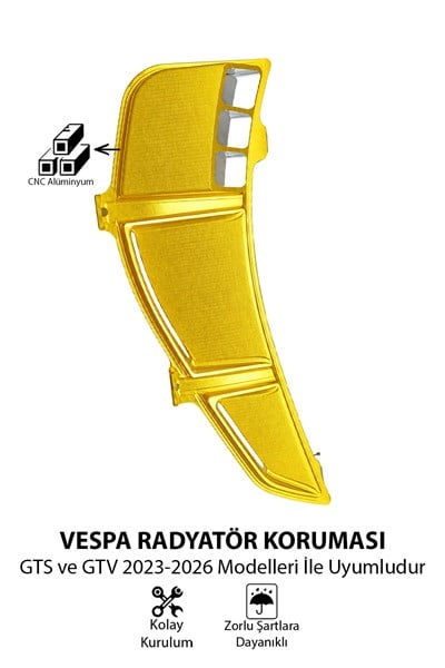 Vespa Gts Gtv Uyumlu 2 Parça Radyatör Koruma Izgarası 2023-2026 Cnc Gold