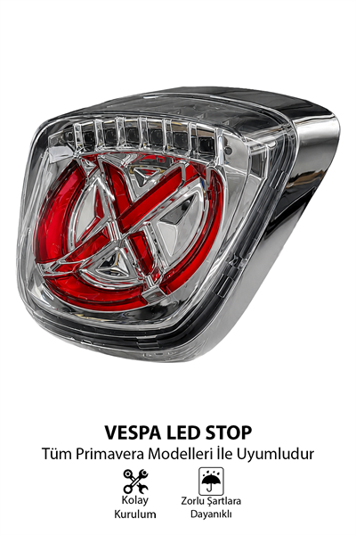 Vespa Primavera Led Stop Lambası Gümüş Kasa
