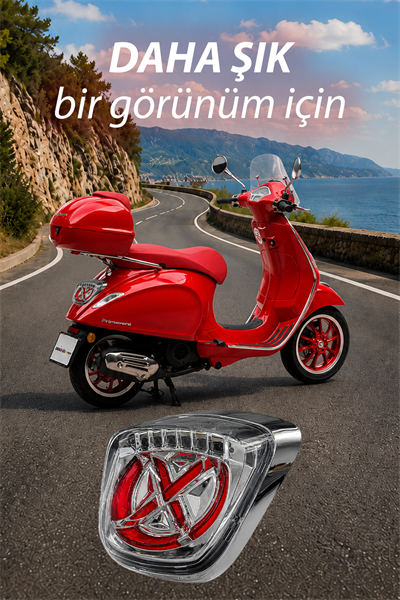 Vespa Primavera Led Stop Lambası Gümüş Kasa