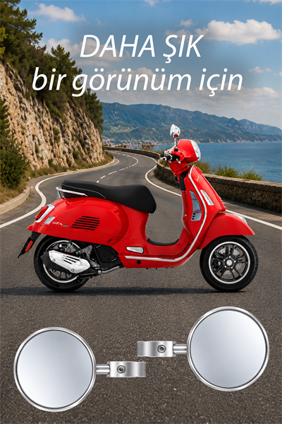 Vespa Tüm Modeller İle Uyumlu Gidon Aynası Cnc Gümüş