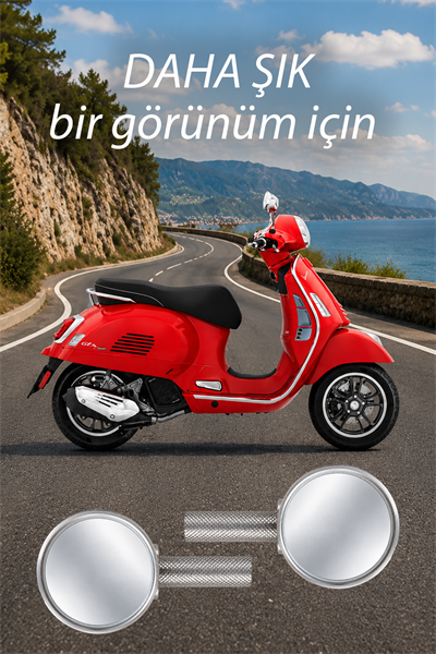 Vespa Tüm Modeller İle Uyumlu Gidon Denge Aynası Cnc Gümüş