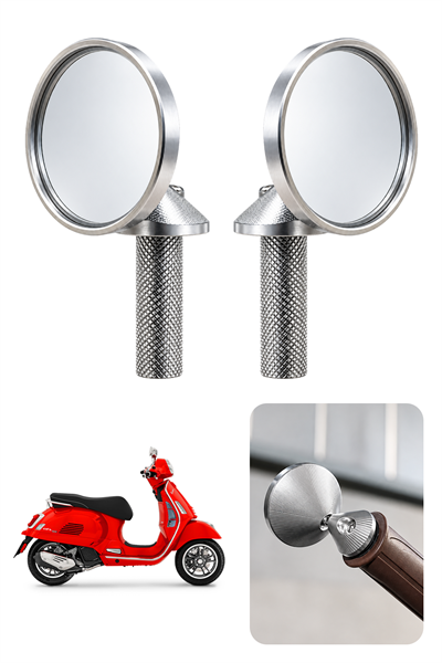 Vespa Tüm Modeller İle Uyumlu Gidon Denge Aynası Cnc Gümüş