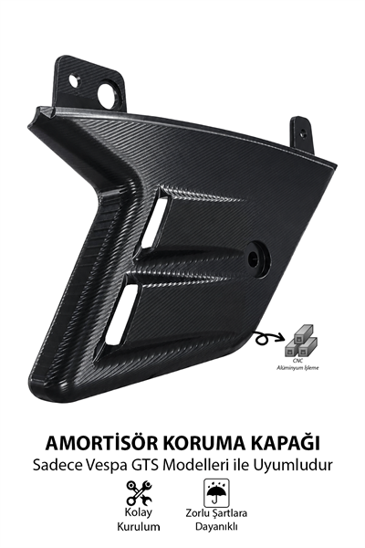 Vespa Uyumlu Amortisör Koruma Kapağı GTS Cnc Siyah