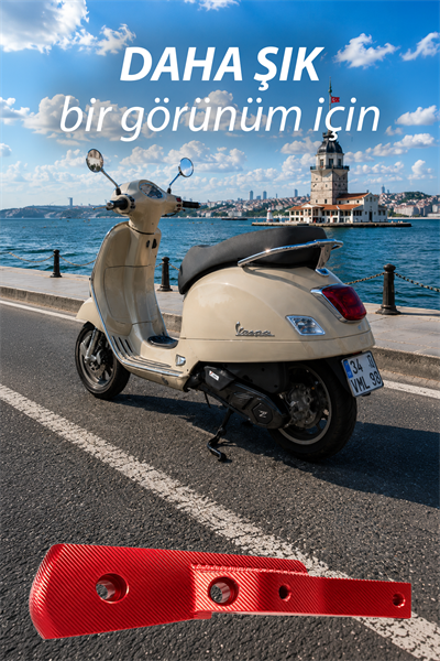 Vespa Uyumlu Artçı Basamak Uzatma GTS GTV Cnc Kırmızı