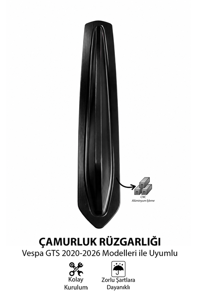 Vespa Uyumlu Çamurluk Rüzgarlığıt Primavera Cnc Siyah