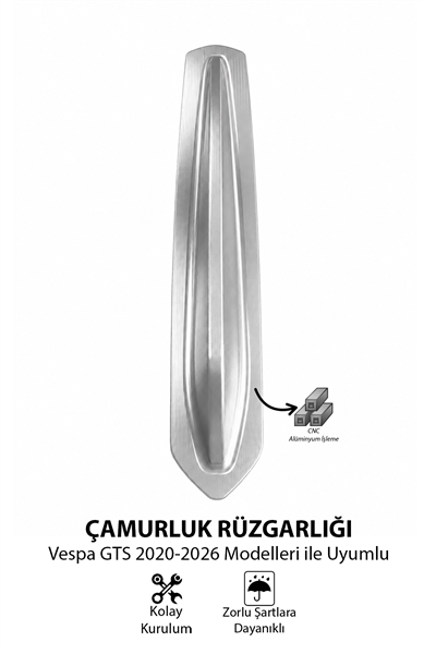 Vespa Uyumlu Çamurluk Rüzgarlığıt Primavera Cnc Gümüş