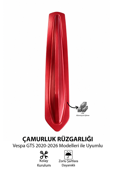 Vespa Uyumlu Çamurluk Rüzgarlığıt Primavera Cnc Kırmızı