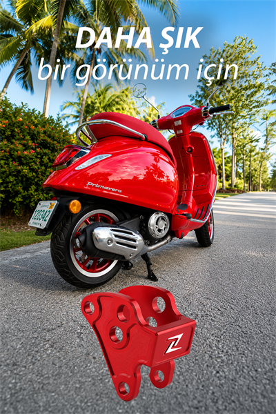 Vespa Uyumlu Motor Bağlantı Aparatı Cnc Kırmızı