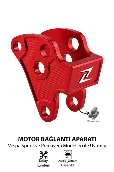 Vespa Uyumlu Motor Bağlantı Aparatı Cnc Kırmızı