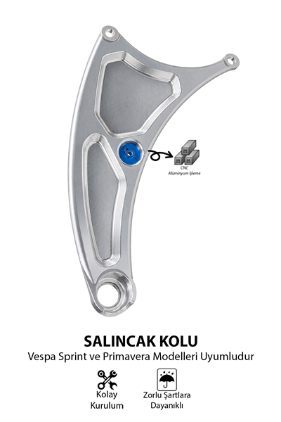 Vespa Uyumlu Salıncak Kolu Spirnt Primavera Cnc Gümüş