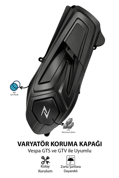 Vespa Uyumlu Varyatör Kapağı GTS GTV Mat Siyah