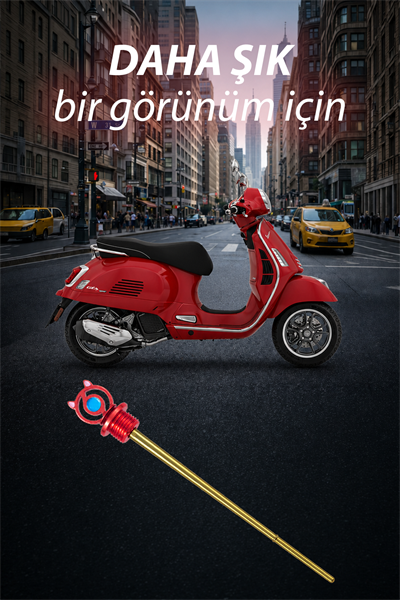 Vespa Uyumlu Yağ Çubuğu 2014-2026 Cnc Kırmızı
